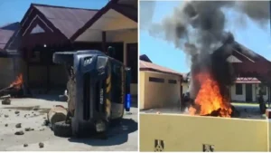 Pembakaran Polsek Muara Batang Gadis: Amarah Warga Meledak Usai Isu Bandar Narkoba Dilepas