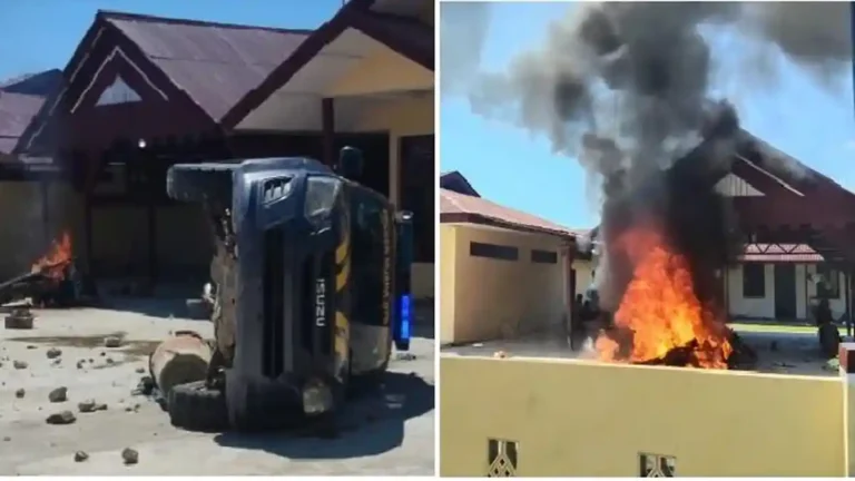 Pembakaran Polsek Muara Batang Gadis: Amarah Warga Meledak Usai Isu Bandar Narkoba Dilepas